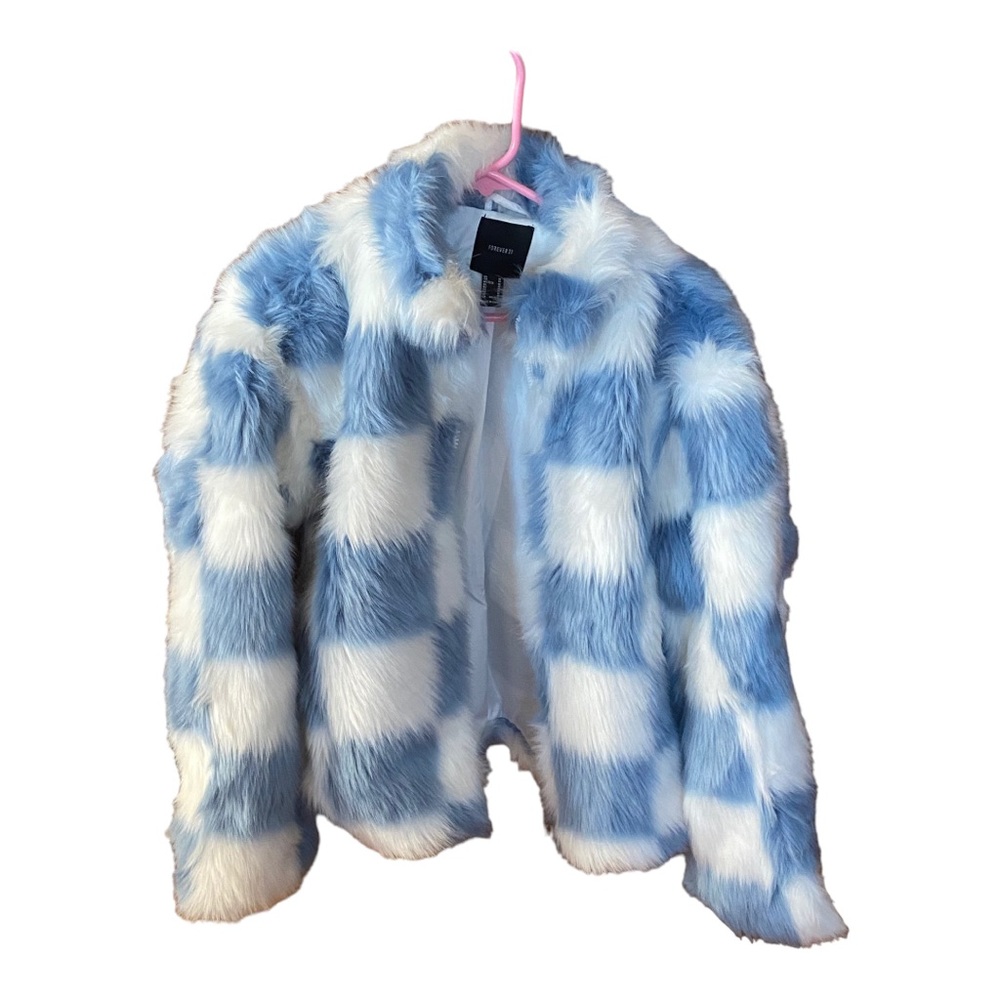 Forever 21 checkered jacket faux fur